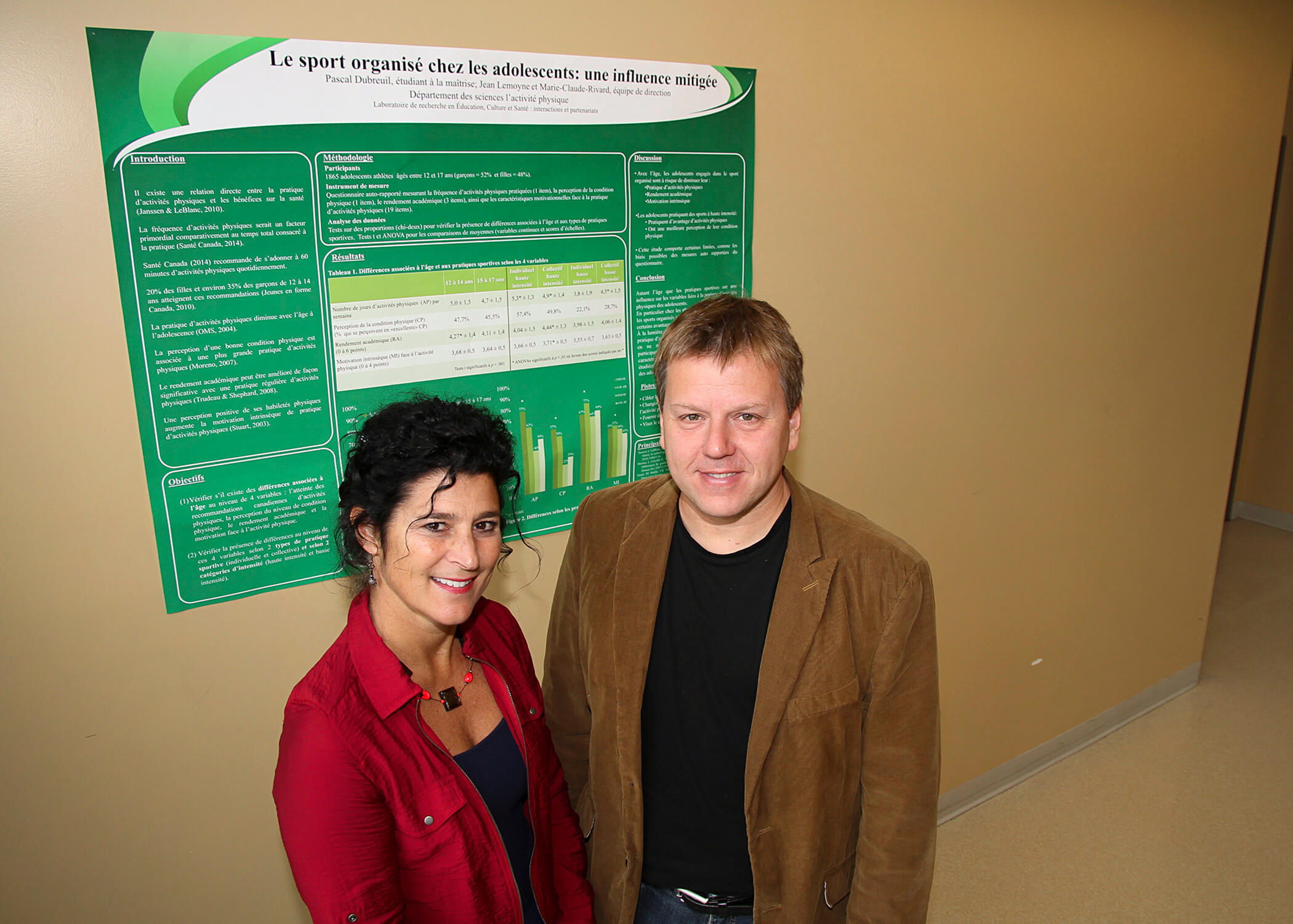 Marie-Claude Rivard et Jean Lemoyne, professeurs au Département des sciences de l'activités physiques de l'UQTR