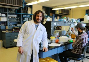 Le chercheur Patrick Narbonne dans son laboratoire.